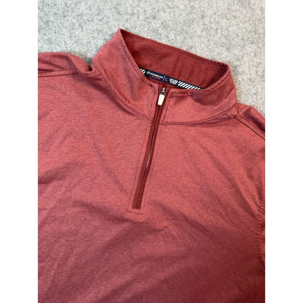 Southern Tide Tide to Trail Mens Large Quarter Zip Pullover Red Heathered L